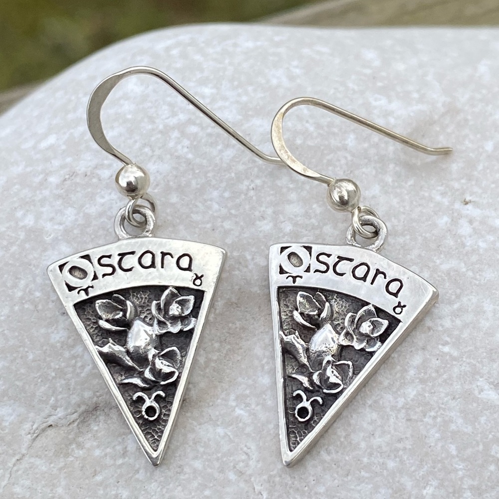Ostara Easter Earrings solid .925 Sterling Silver Taurus dangle earrings